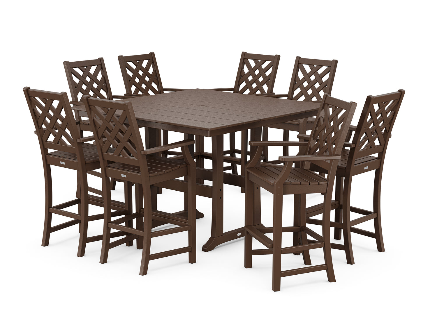 Wovendale 9-Piece Square Farmhouse Bar Set with Trestle Legs