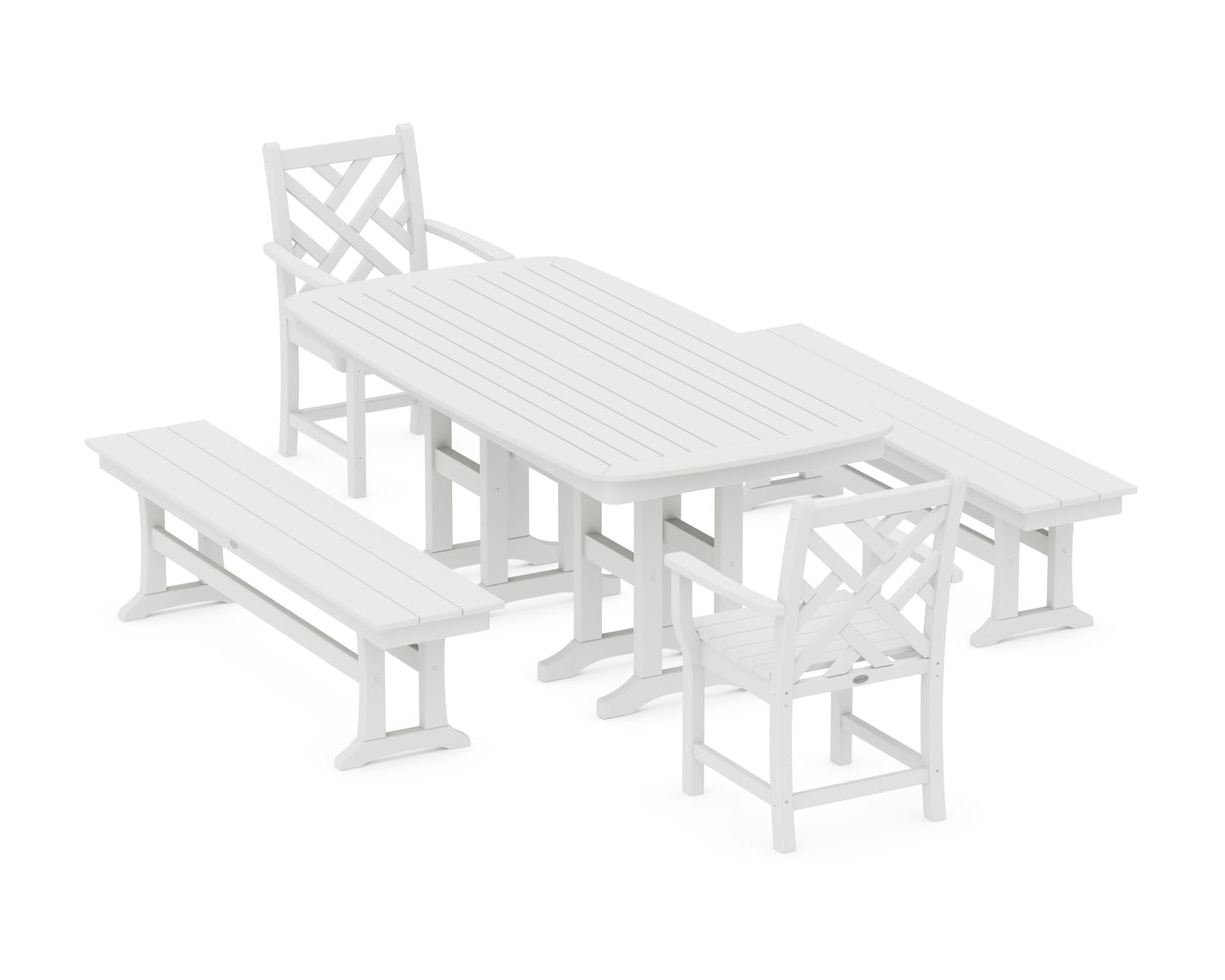 Chippendale 5-Piece Dining Set with Benches