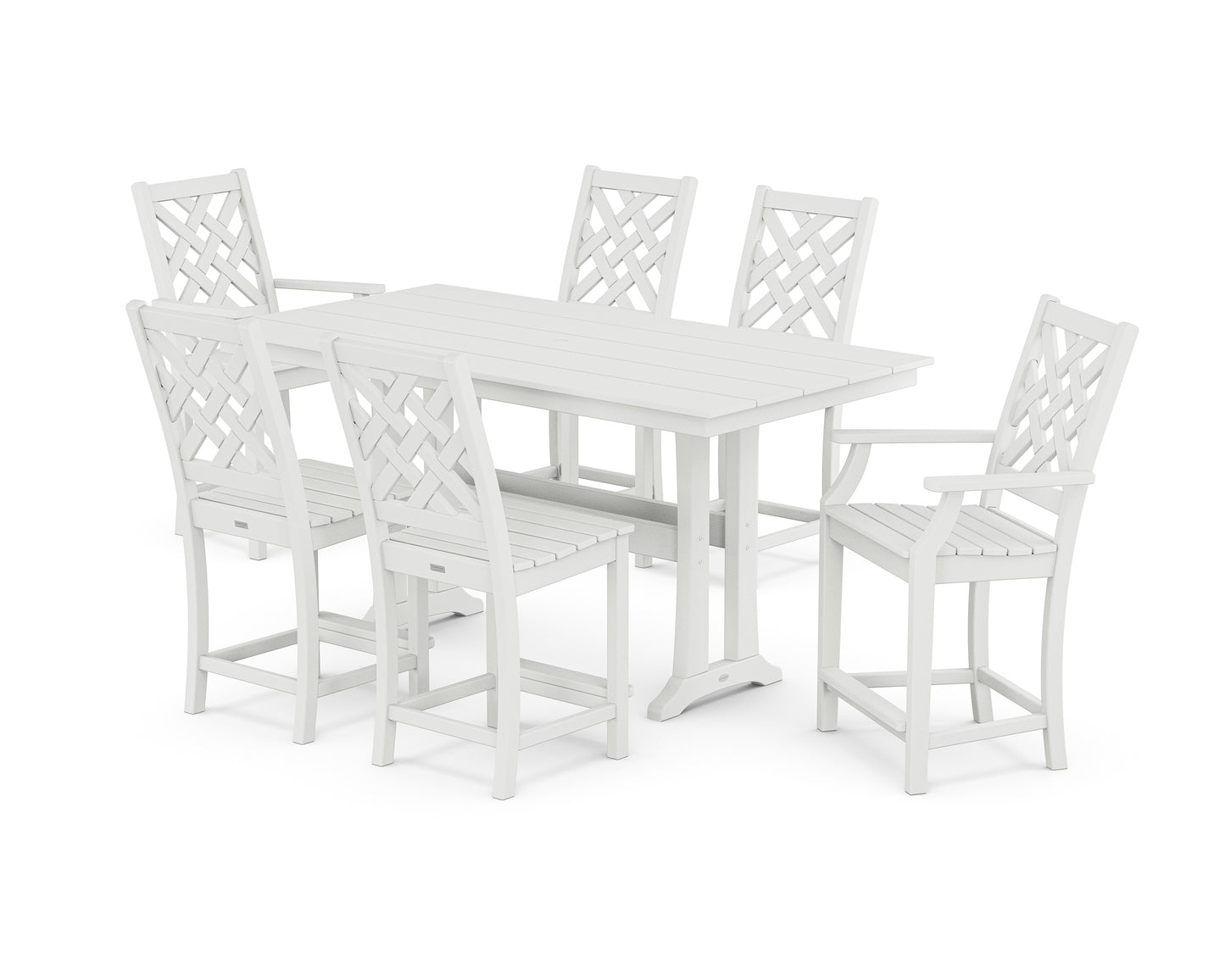 Wovendale 7-Piece Farmhouse Counter Set with Trestle Legs
