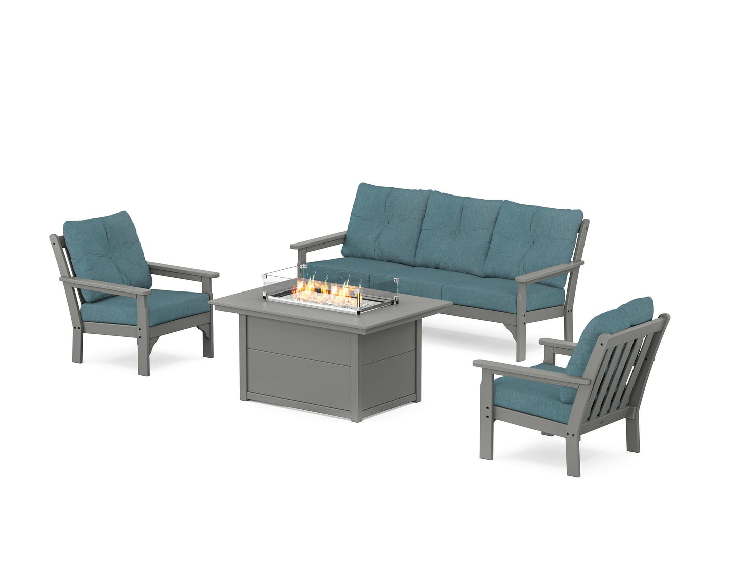 Vineyard Deep Seating Fire Pit Table Set