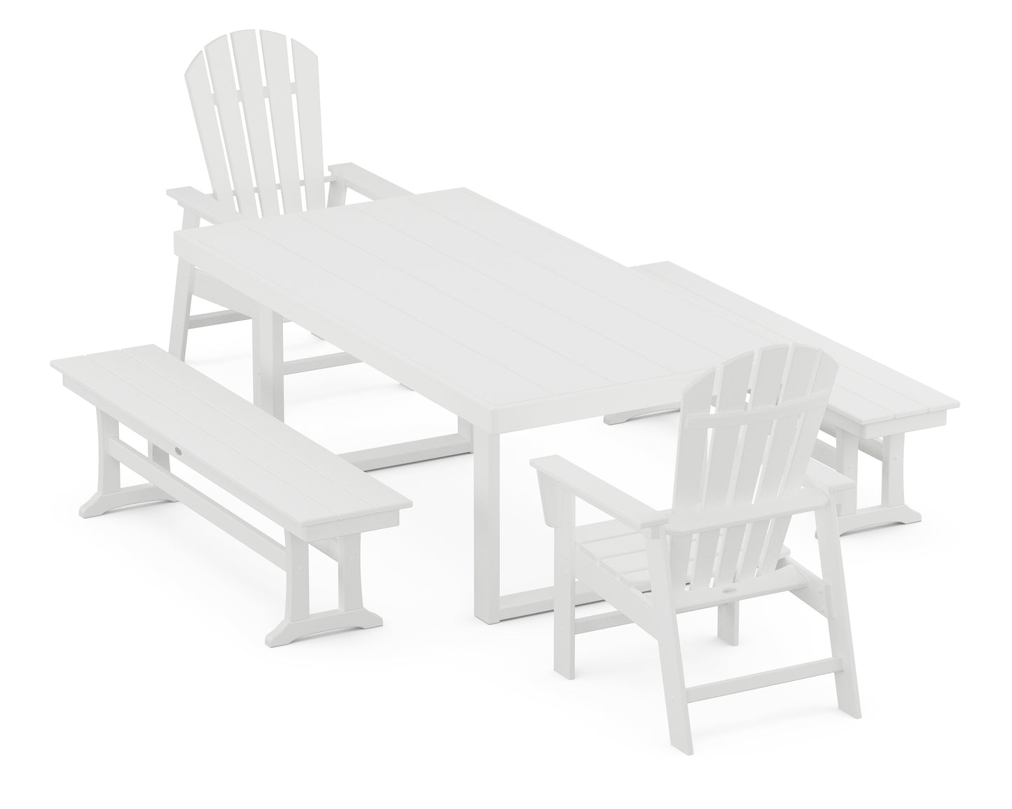 South Beach 5-Piece Dining Set with Benches