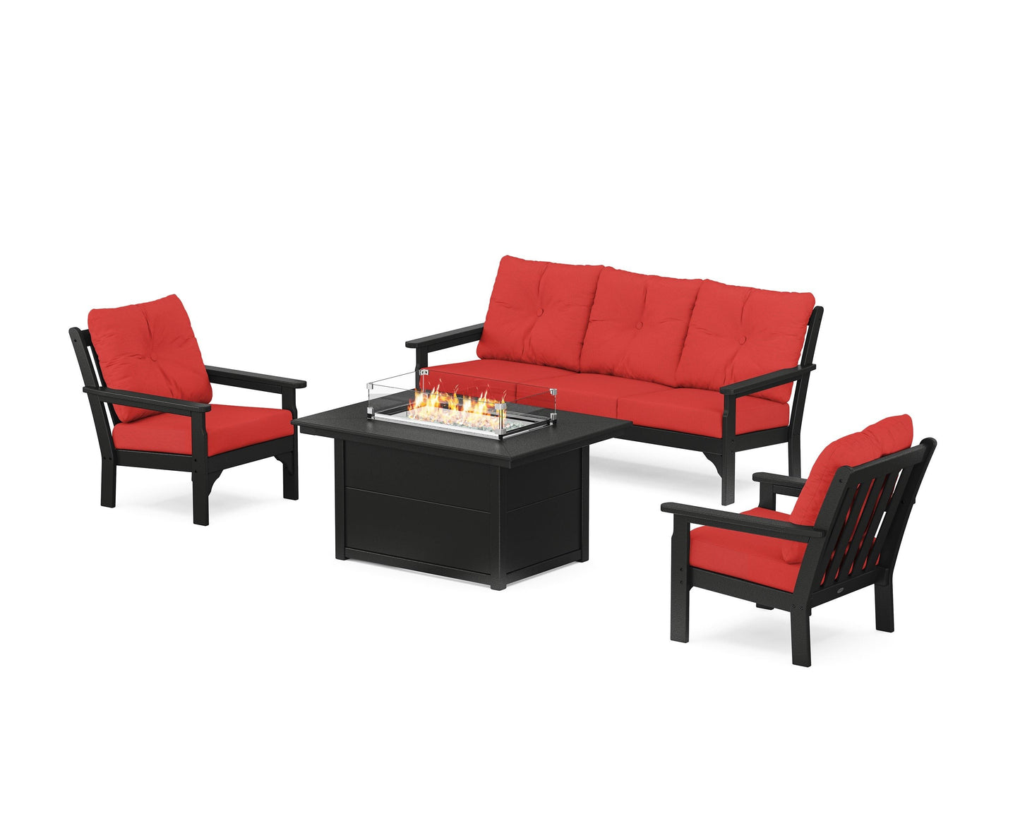 Vineyard Deep Seating Fire Pit Table Set