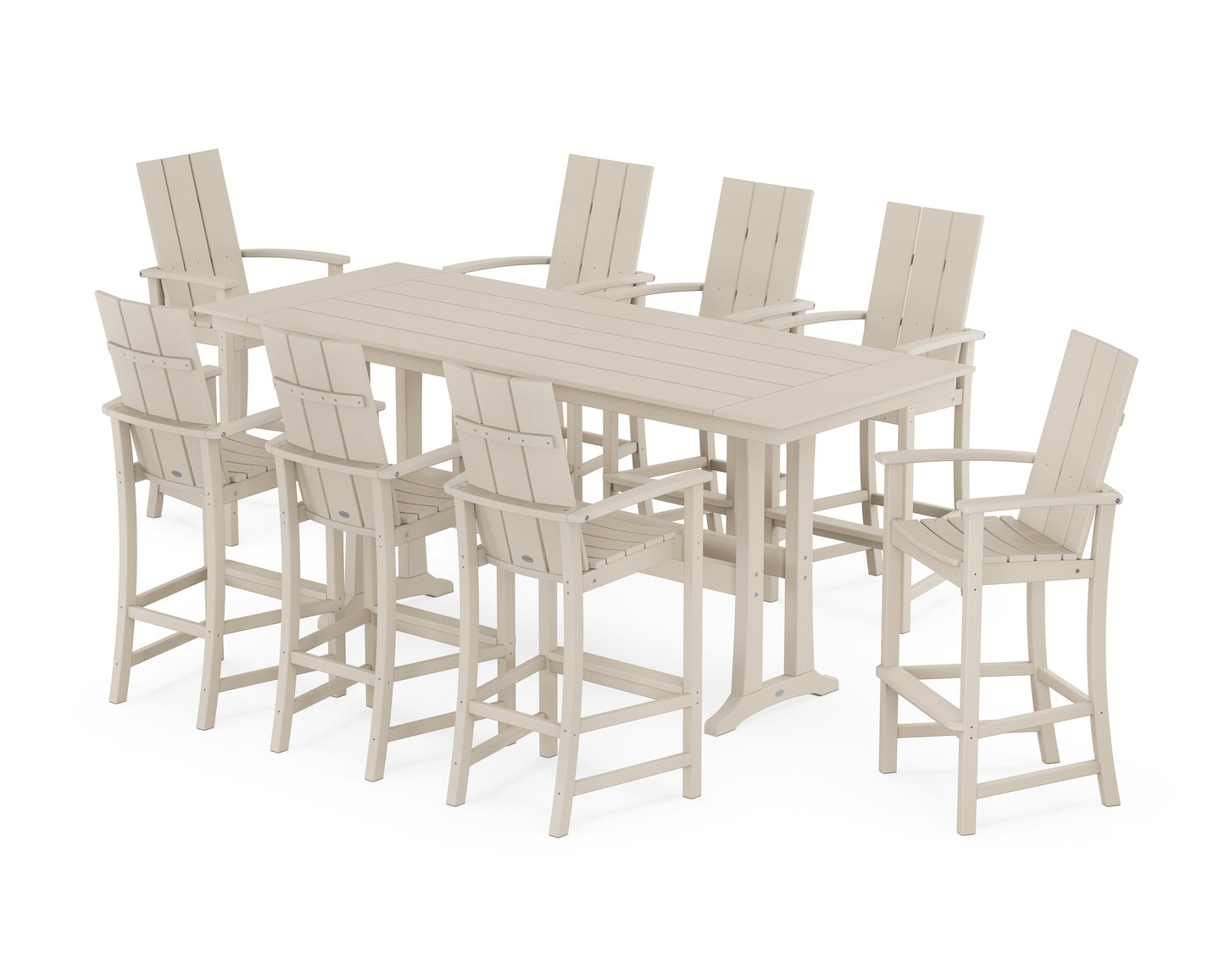 Modern Adirondack 9-Piece Farmhouse Bar Set with Trestle Legs