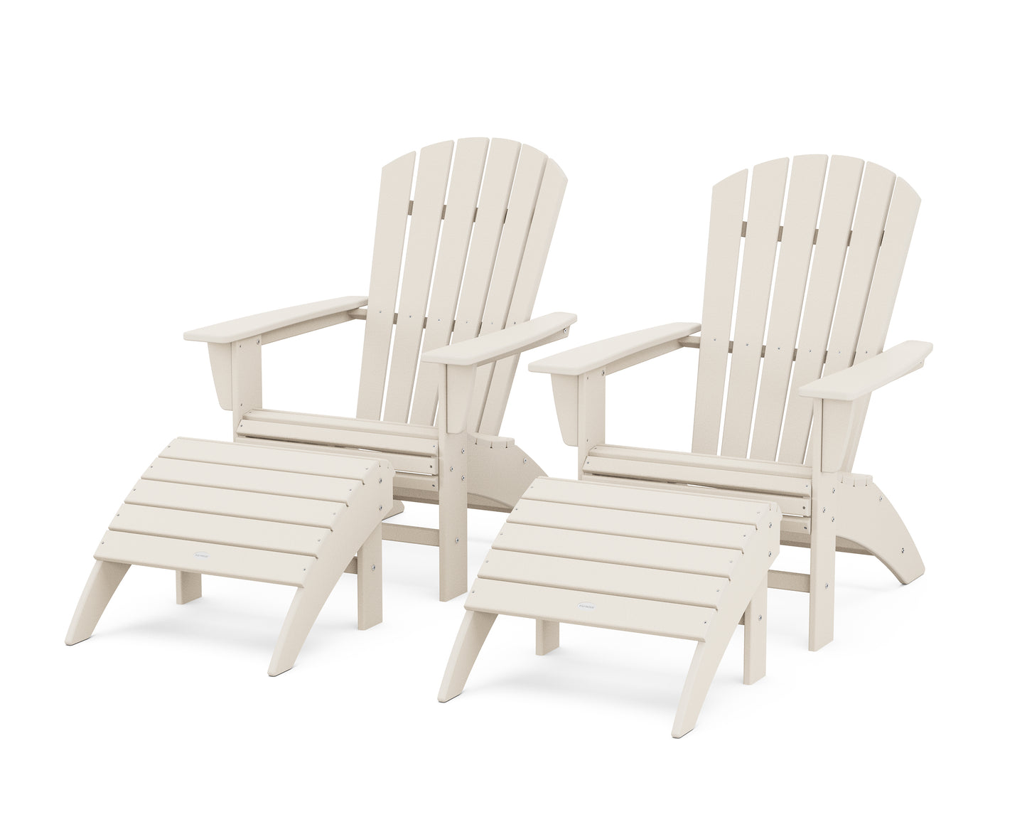Nautical Curveback Adirondack Chair 4-Piece Set with Ottomans