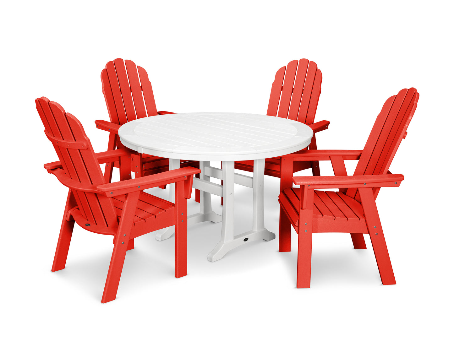Vineyard Curveback Adirondack 5-Piece Nautical Trestle Dining Set