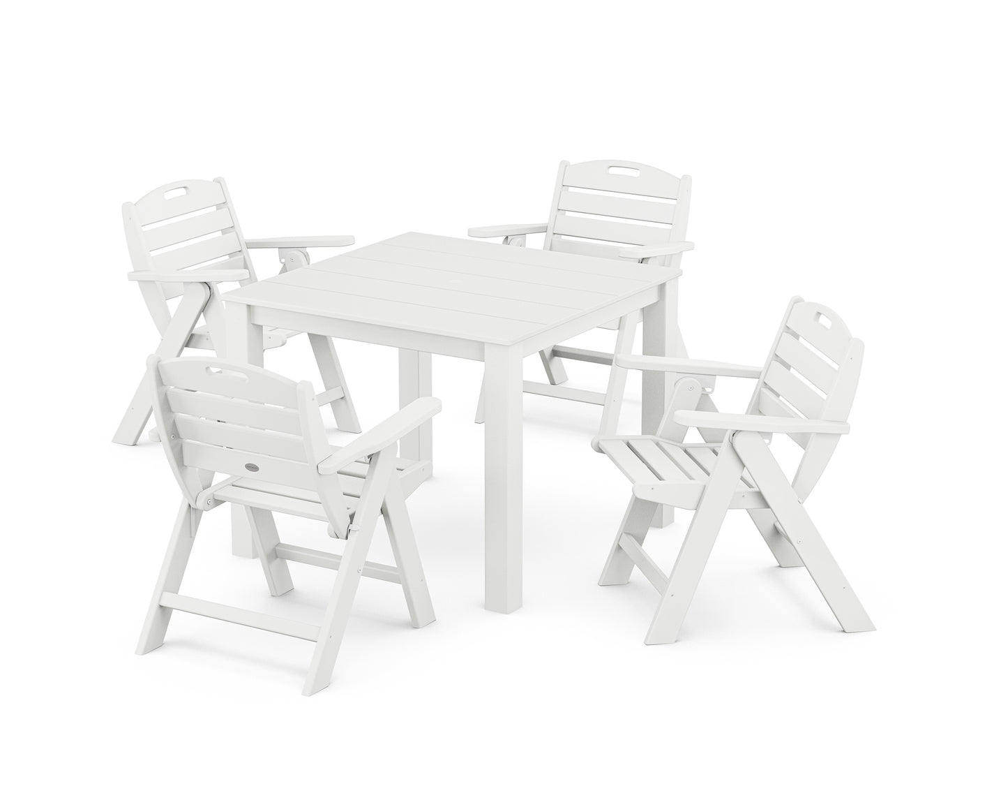 Nautical Folding Lowback Chair 5-Piece Parsons Dining Set