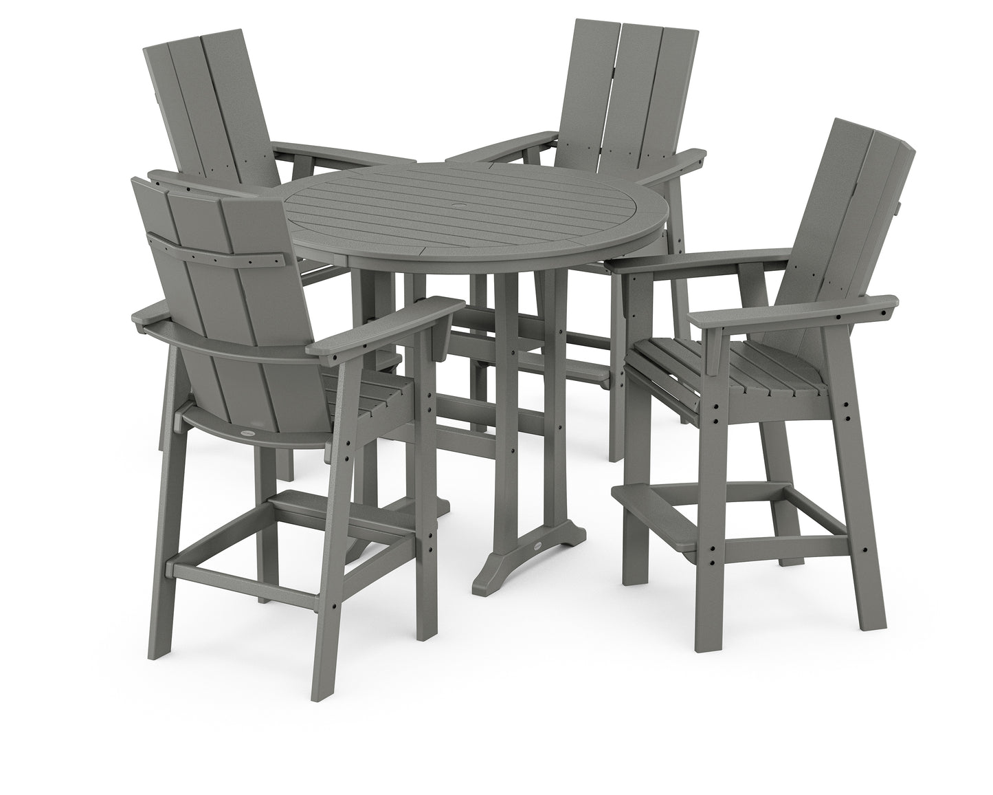 Modern Curveback Adirondack 5-Piece Nautical Trestle Bar Set