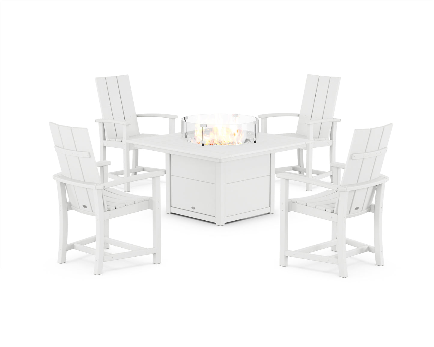 Modern 4-Piece Upright Adirondack Conversation Set with Fire Pit Table