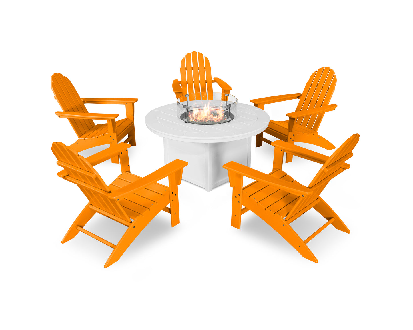 Vineyard Adirondack 6-Piece Chat Set with Fire Pit Table