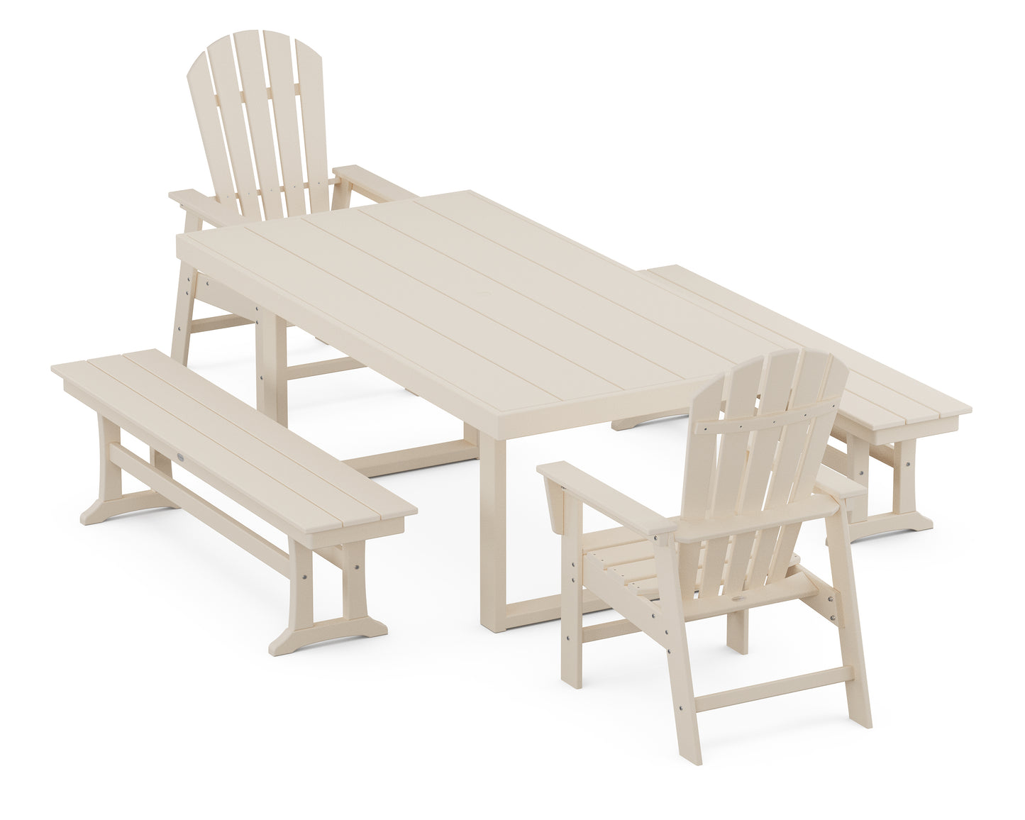 South Beach 5-Piece Dining Set with Benches