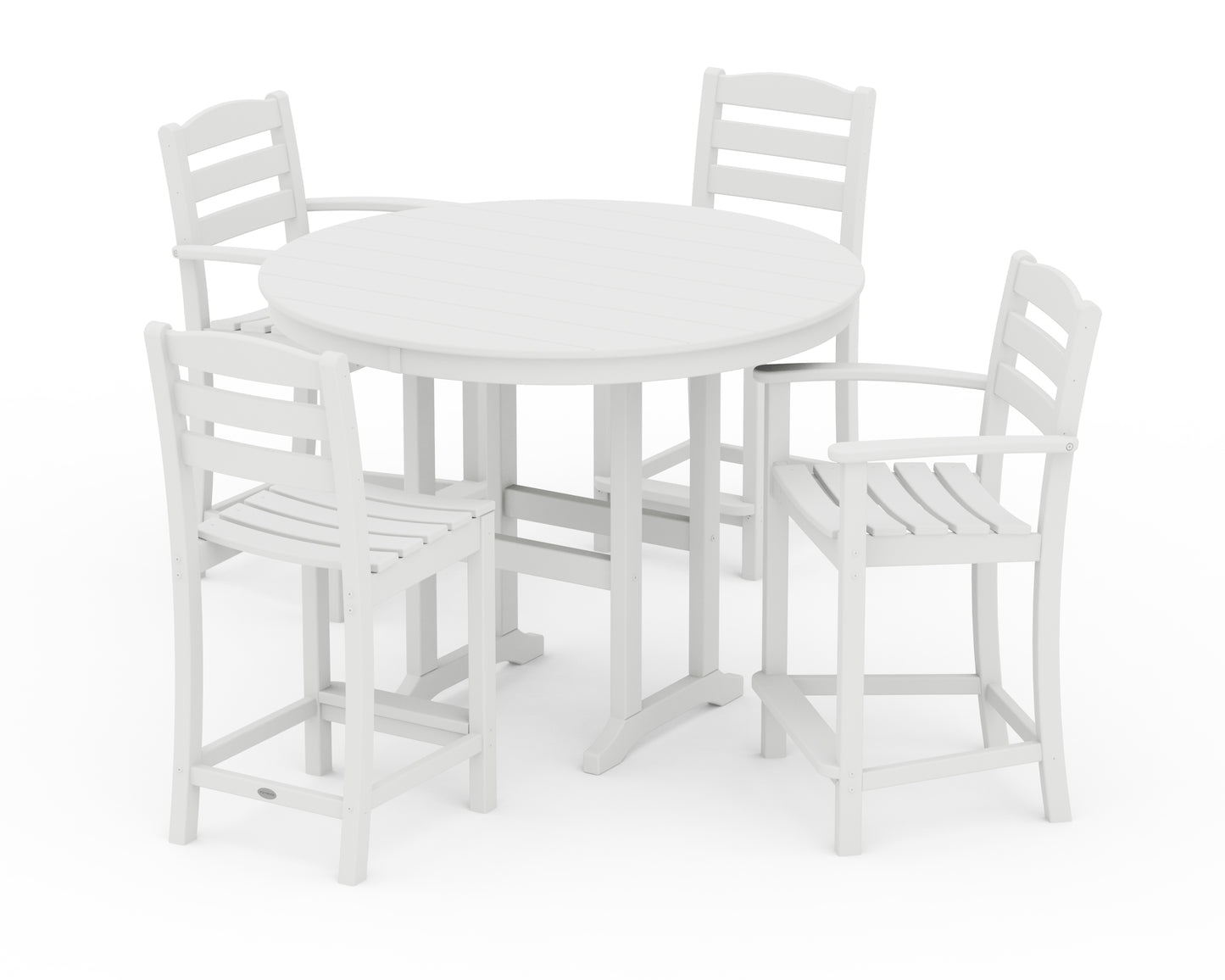 La Casa Café 5-Piece Round Farmhouse Counter Dining Set