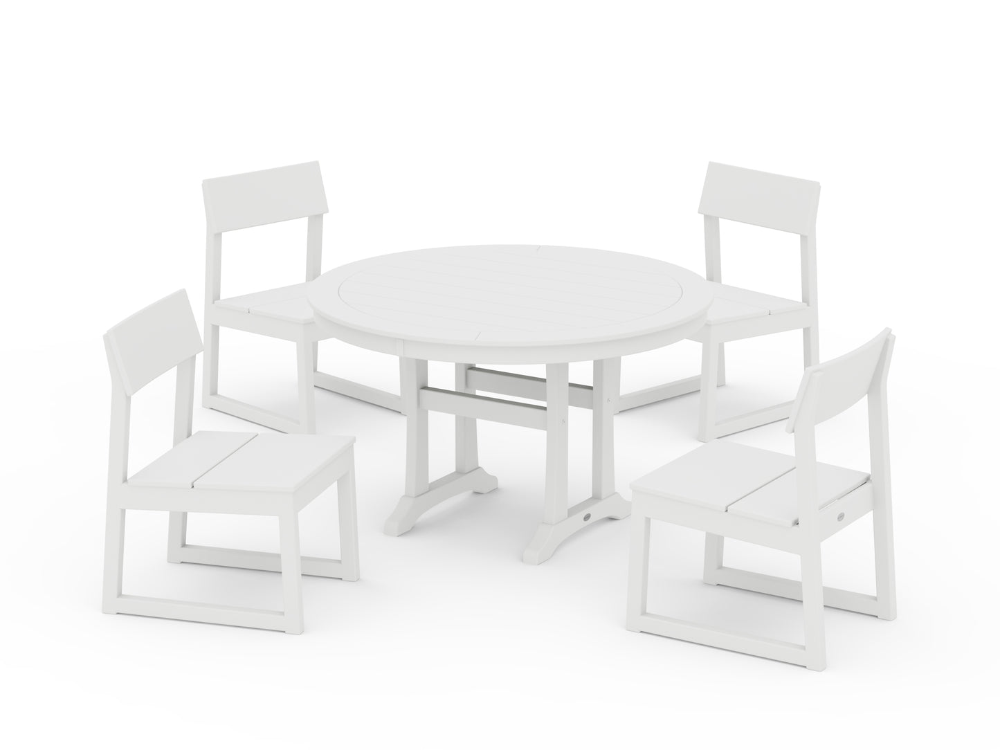 EDGE Side Chair 5-Piece Round Dining Set With Trestle Legs