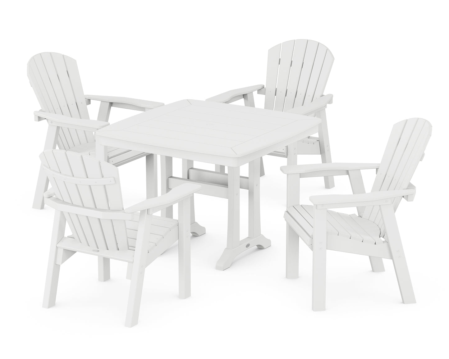 Seashell 5-Piece Dining Set with Trestle Legs