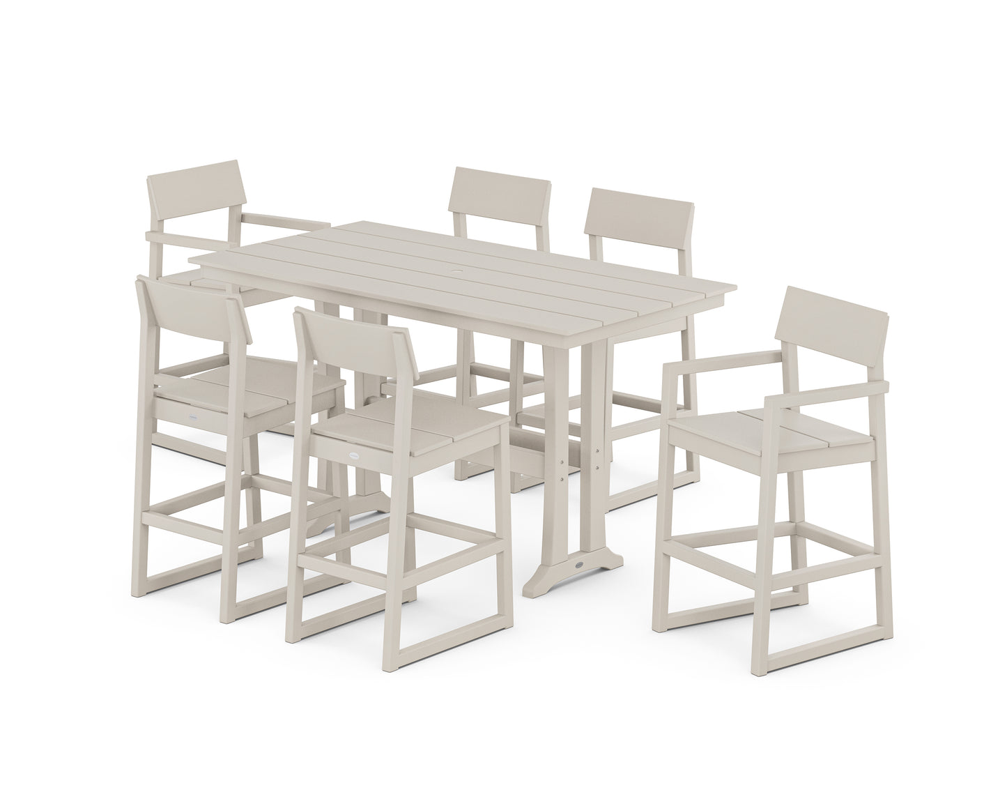 EDGE 7-Piece Farmhouse Bar Set with Trestle Legs