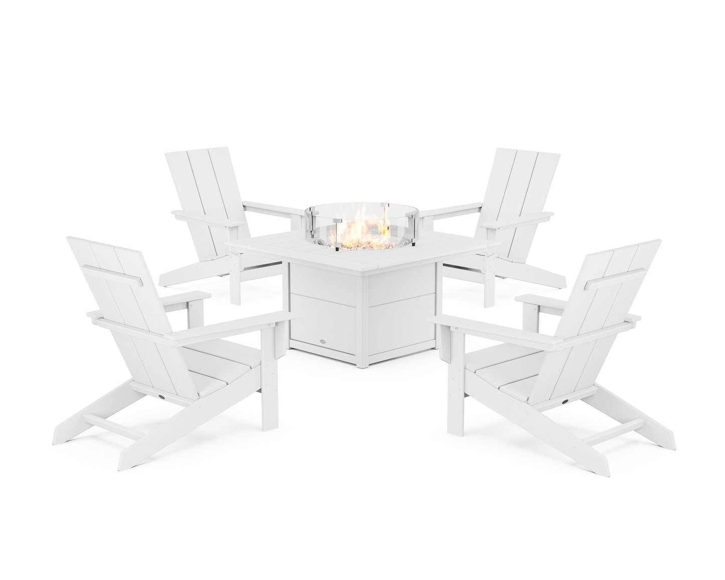 5-Piece Modern Studio Adirondack Conversation Set with Fire Pit Table