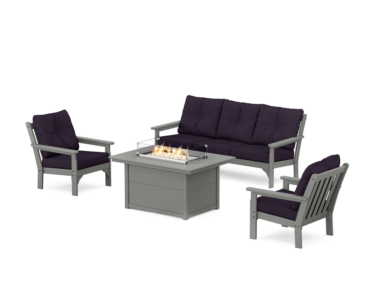 Vineyard Deep Seating Fire Pit Table Set
