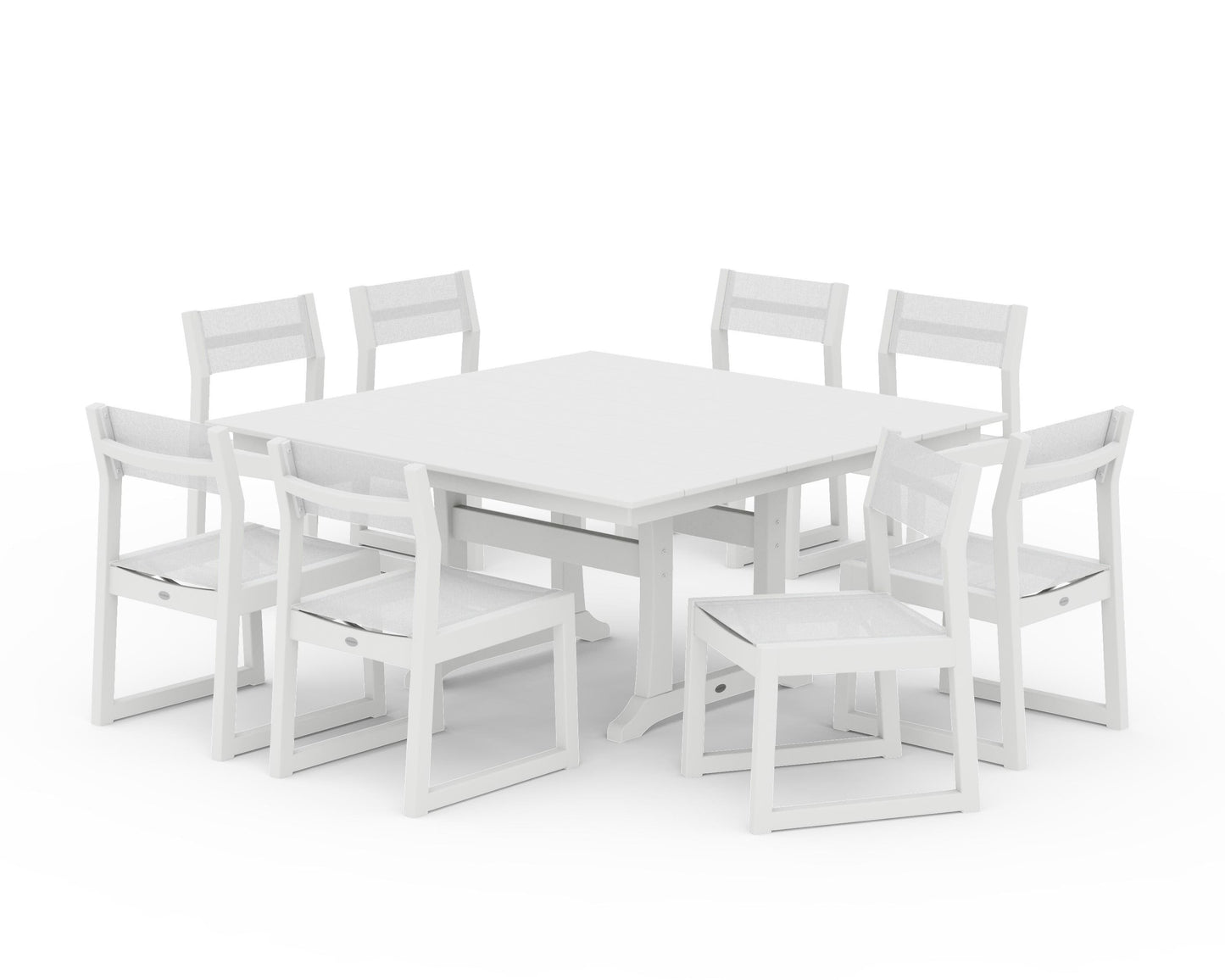 EDGE Sling Side Chair 9-Piece Farmhouse Trestle Dining Set