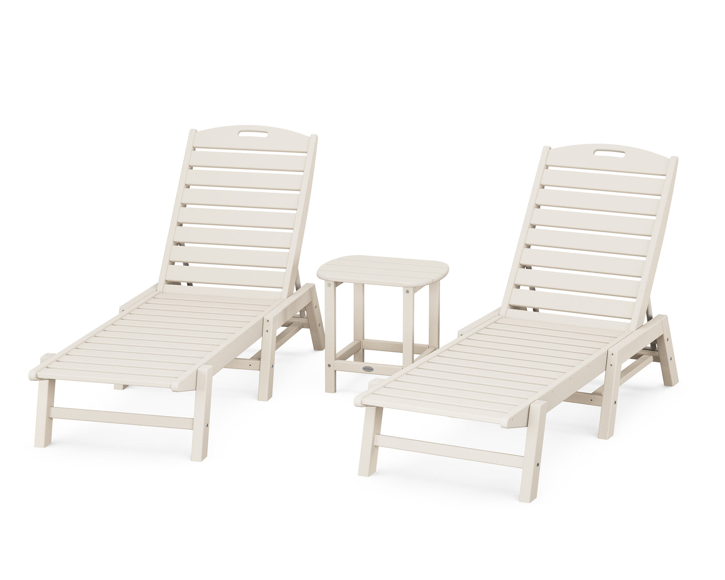 Nautical 3-Piece Chaise Lounge Set with South Beach 18" Side Table