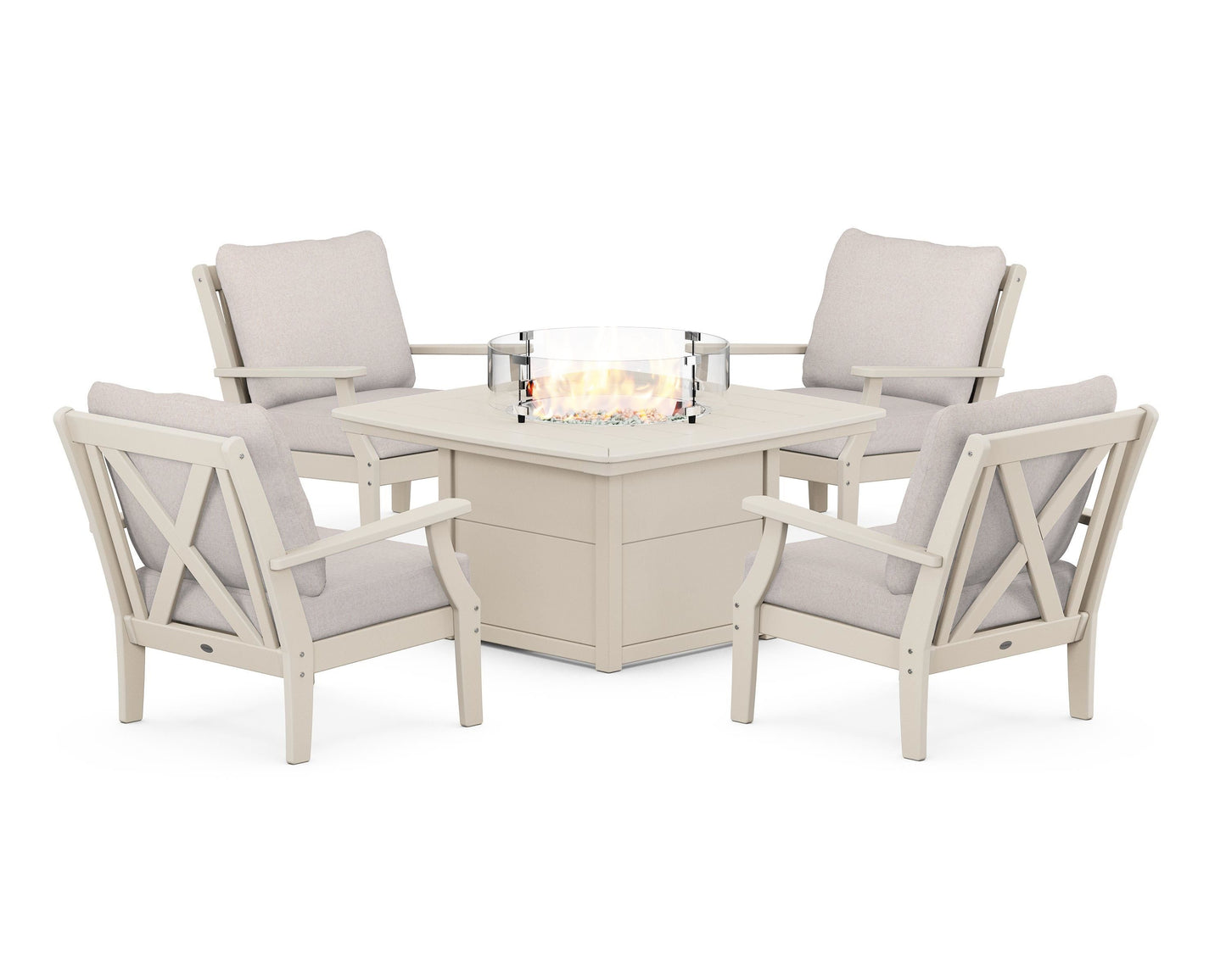 Braxton 5-Piece Deep Seating Conversation Set with Fire Pit Table
