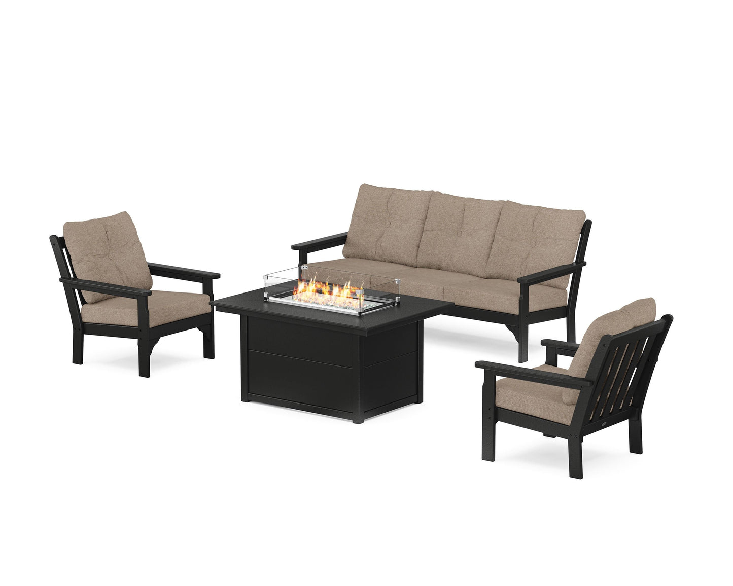 Vineyard Deep Seating Fire Pit Table Set