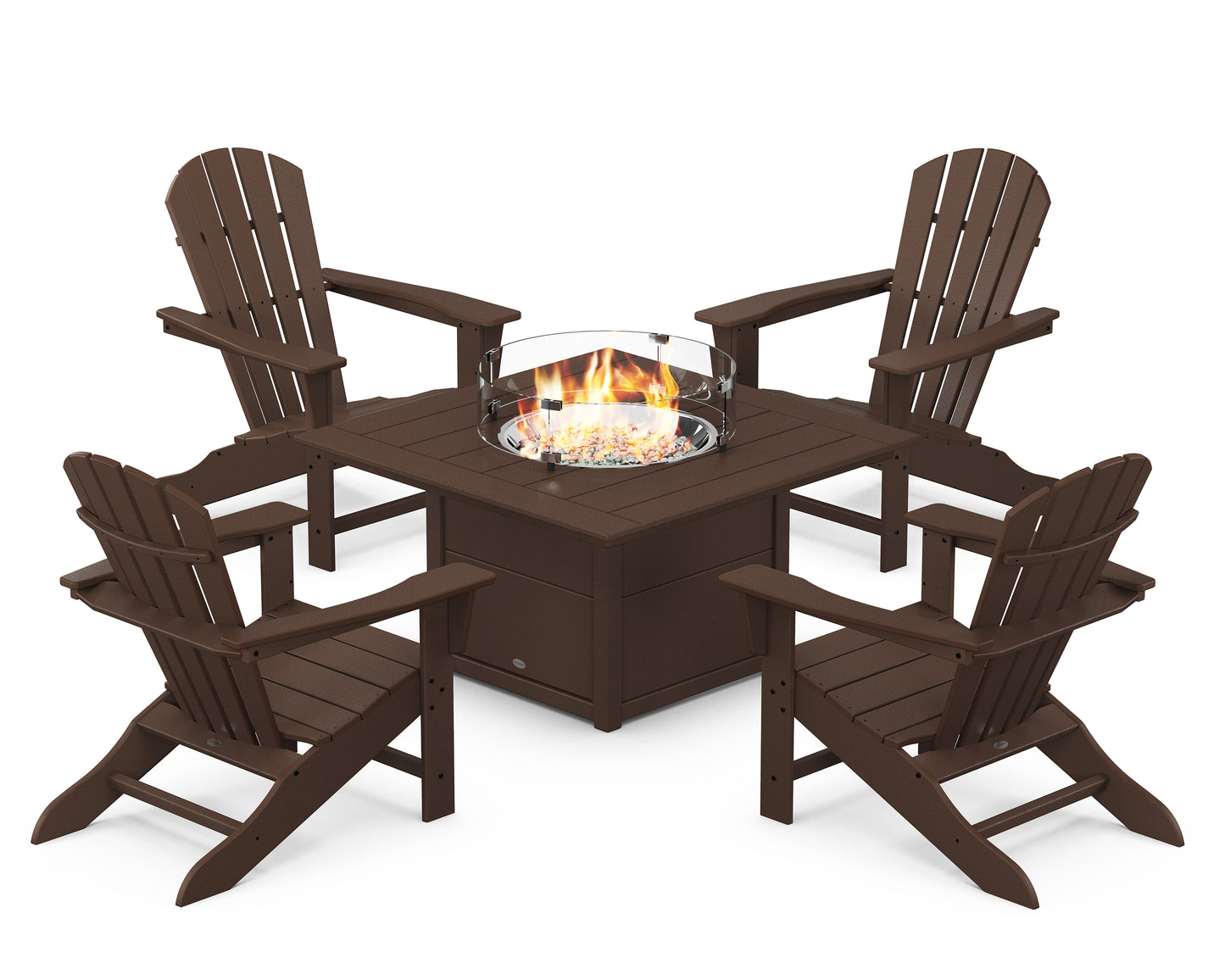 Palm Coast 5-Piece Adirondack Chair Conversation Set with Fire Pit Table
