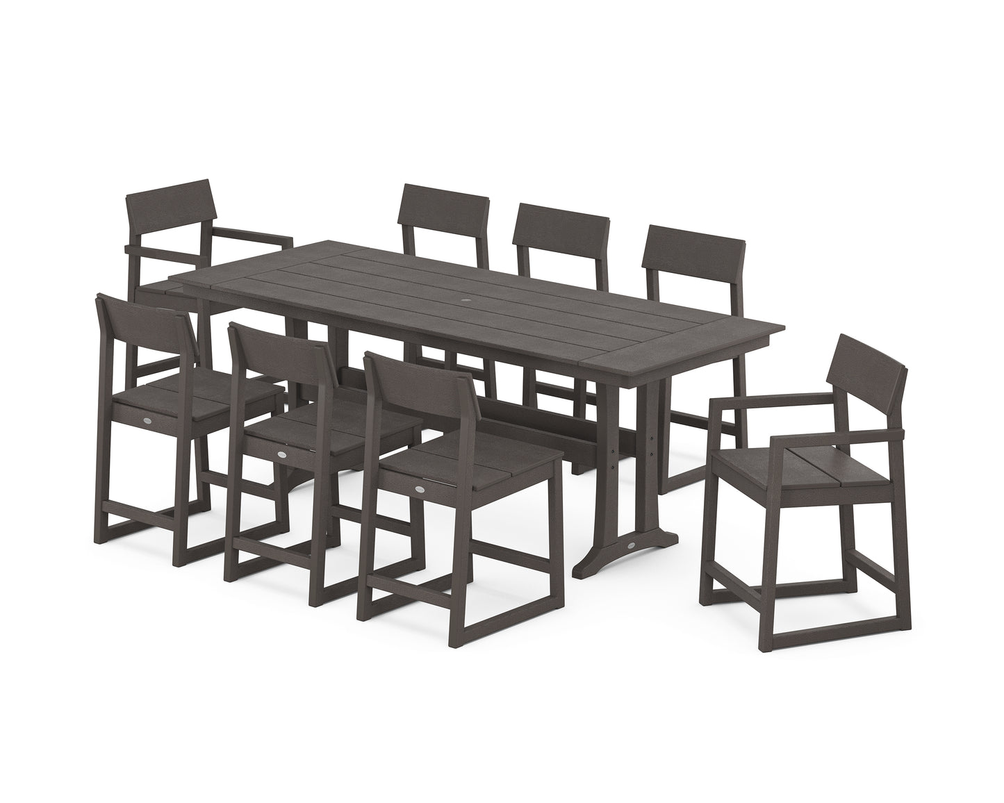 EDGE 9-Piece Farmhouse Counter Set with Trestle Legs