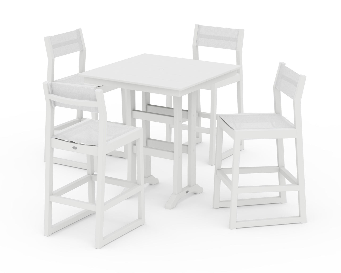 EDGE Sling Arm Chair 5-Piece Farmhouse Bar Set with Trestle Legs