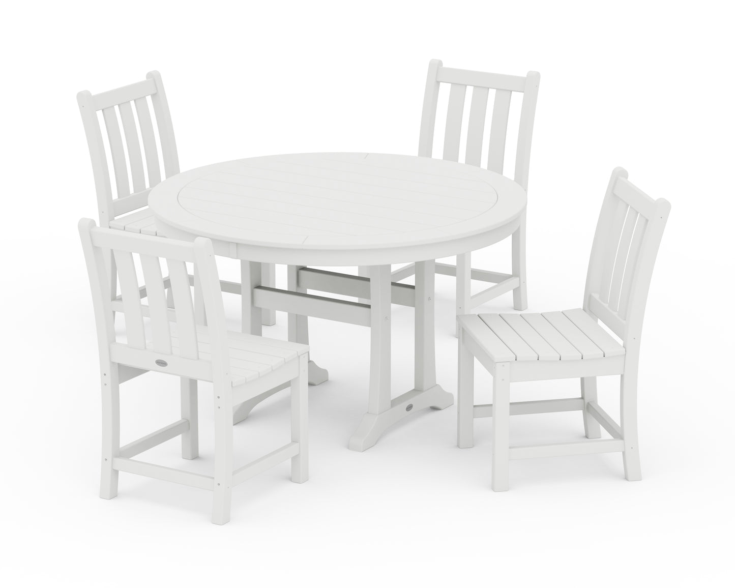 Traditional Garden Side Chair 5-Piece Round Dining Set With Trestle Legs