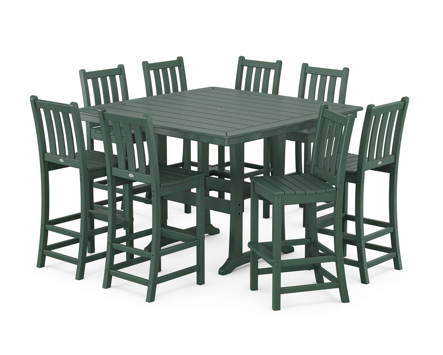 Traditional Garden 9-Piece Nautical Trestle Bar Set