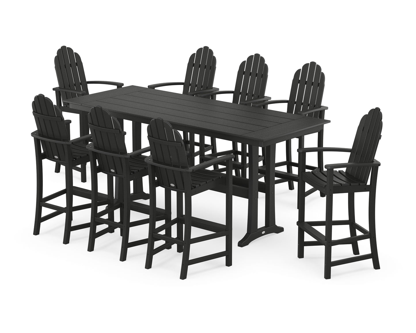 Classic Adirondack 9-Piece Farmhouse Bar Set with Trestle Legs