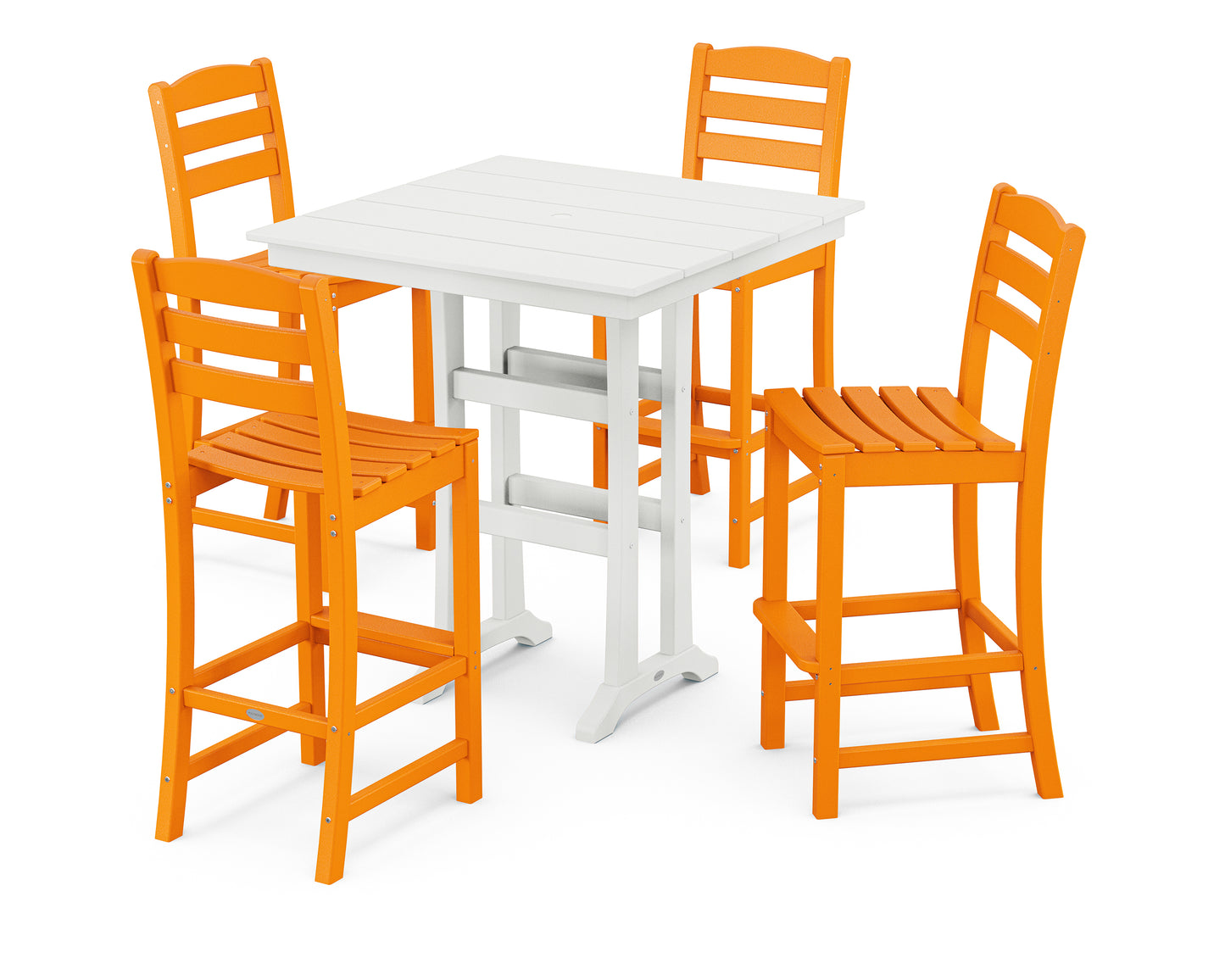 La Casa Café 5-Piece Farmhouse Trestle Bar Set