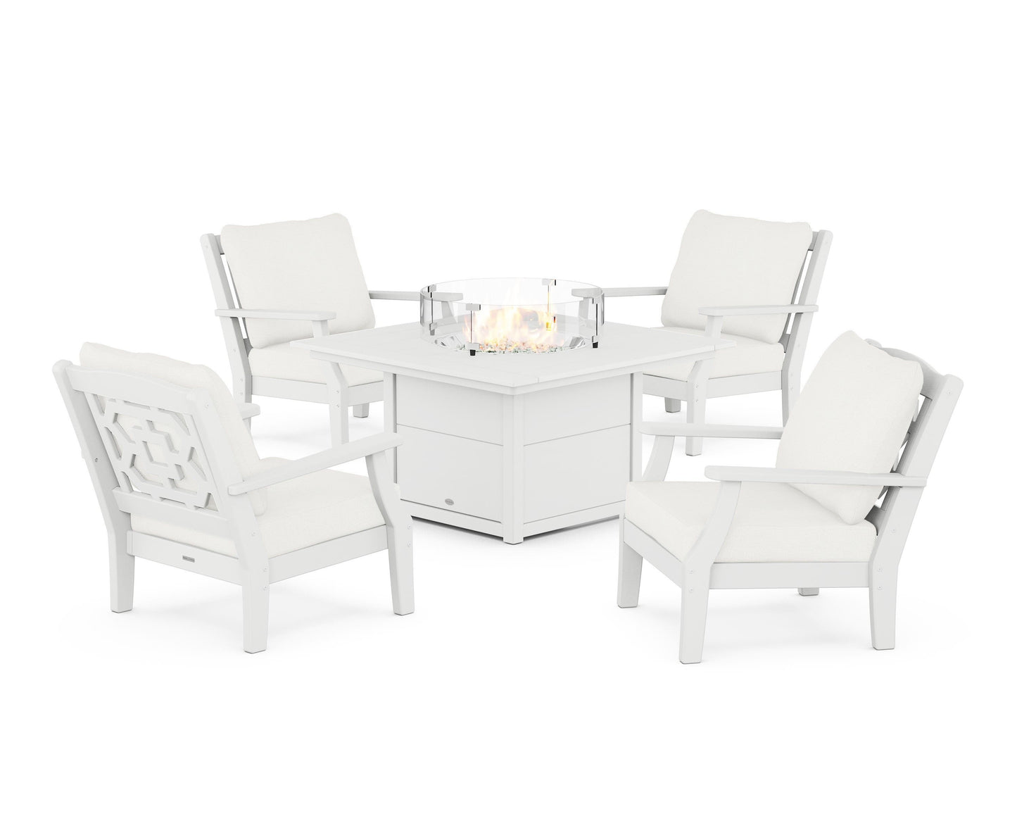 Chinoiserie 5-Piece Deep Seating Set with Fire Pit Table