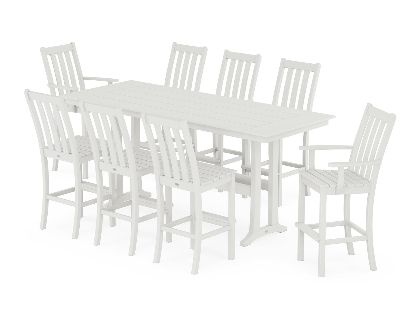 Vineyard 9-Piece Farmhouse Bar Set with Trestle Legs