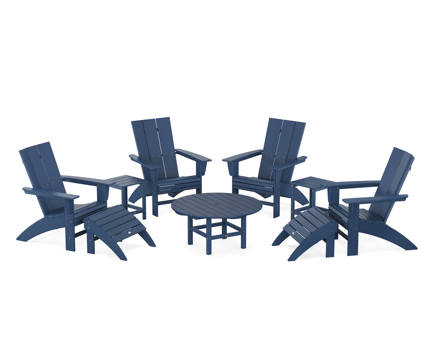 Modern Curveback Adirondack Chair 9-Piece Conversation Set