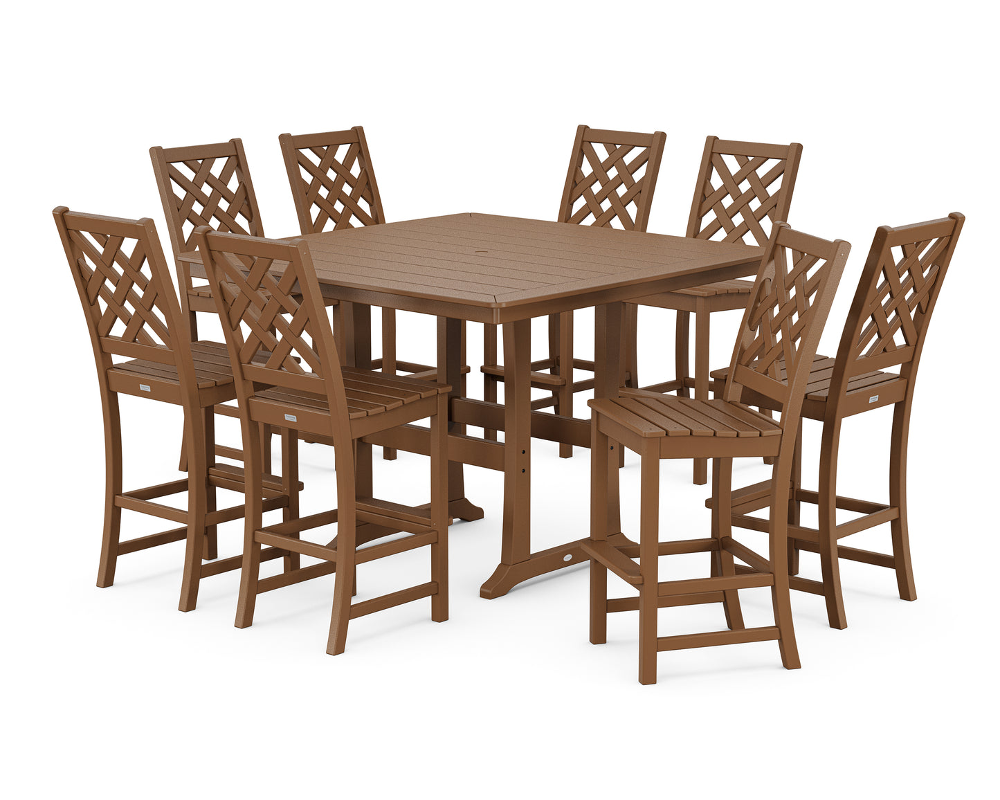 Wovendale Side Chair 9-Piece Square Bar Set with Trestle Legs