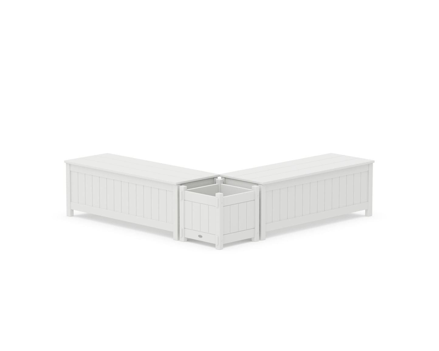 48" Vineyard L- Shaped Planter Storage Bench Set