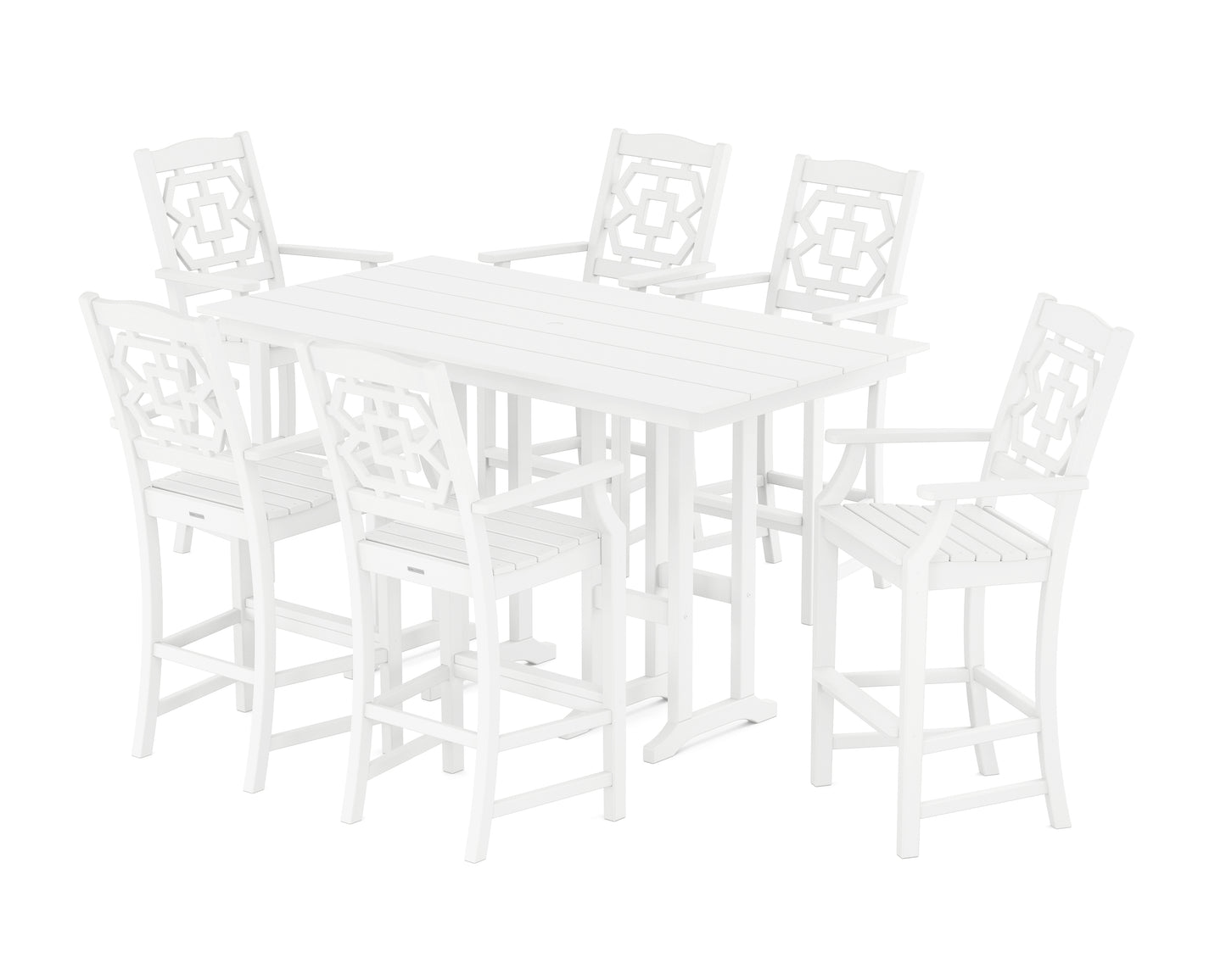 Chinoiserie Arm Chair 7-Piece Farmhouse Bar Set