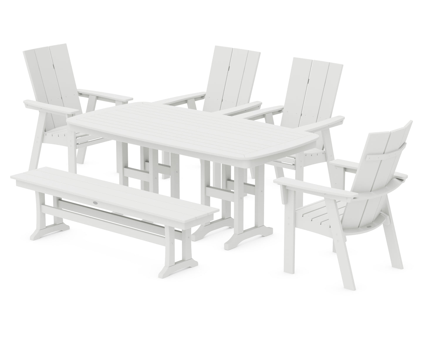 Modern Curveback Adirondack 6-Piece Dining Set with Bench
