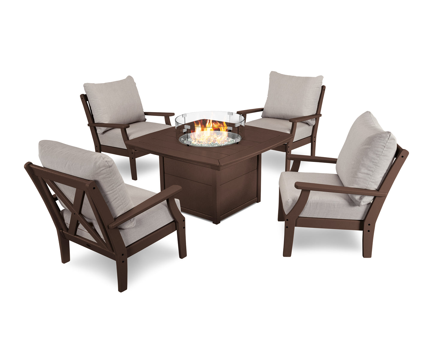 Braxton 5-Piece Deep Seating Conversation Set with Fire Pit Table