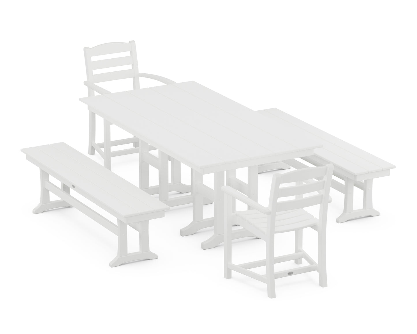 La Casa Cafe 5-Piece Farmhouse Dining Set with Benches