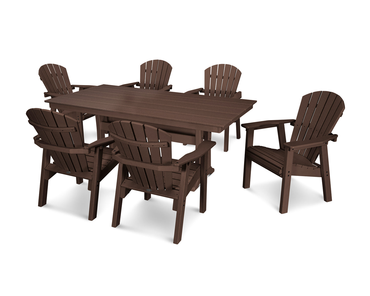 Seashell 7- Piece Farmhouse Dining Set with Trestle Legs