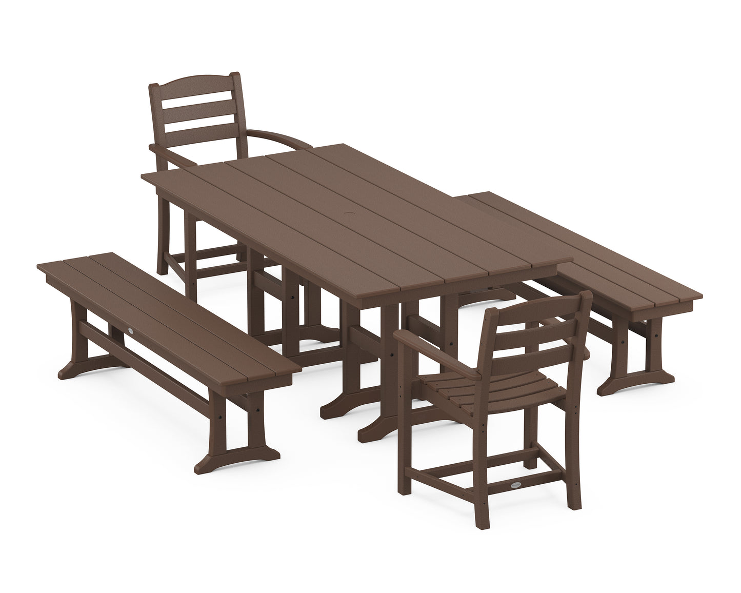 La Casa Cafe 5-Piece Farmhouse Dining Set with Benches