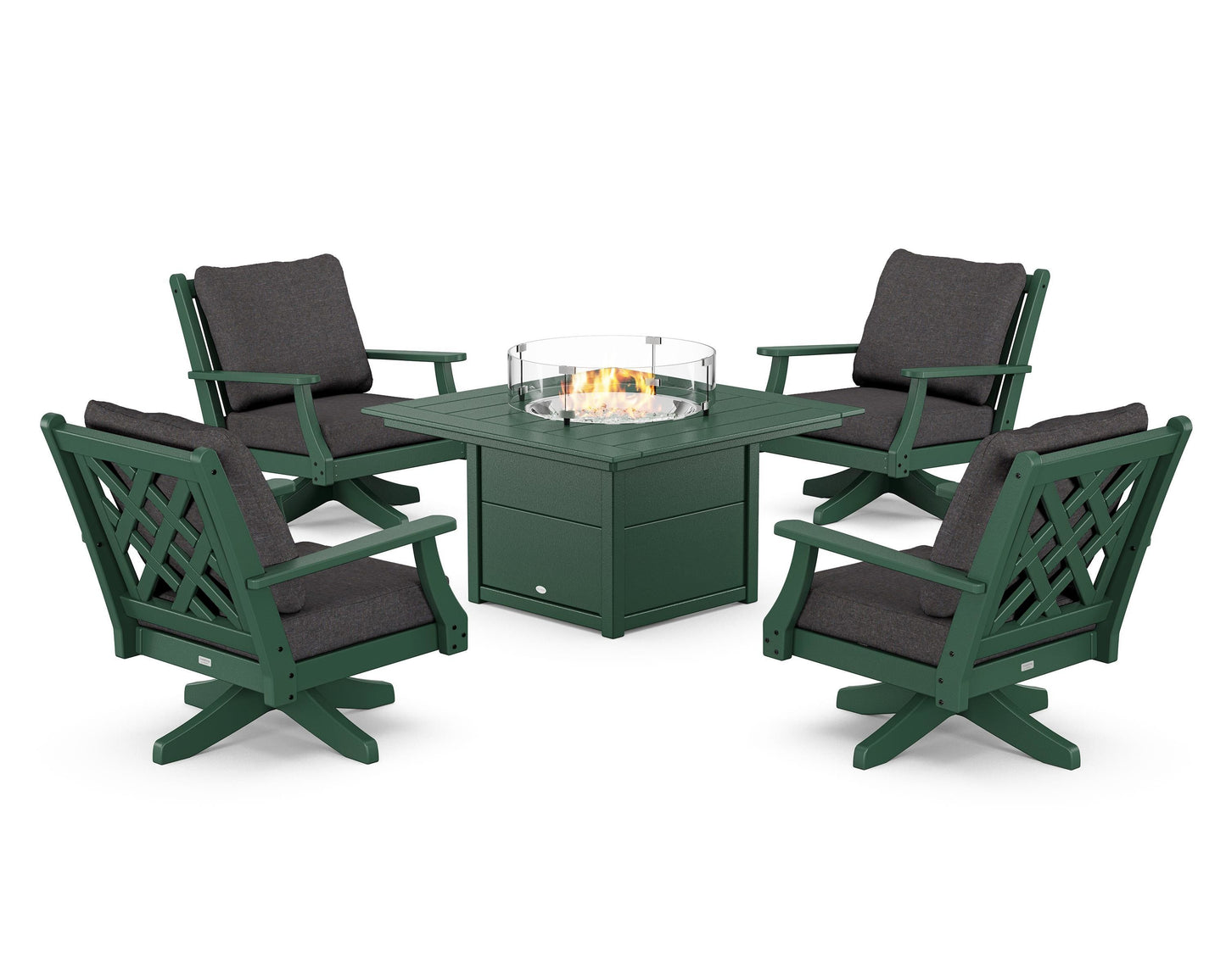 Wovendale 5-Piece Deep Seating Swivel Conversation Set with Fire Pit Table