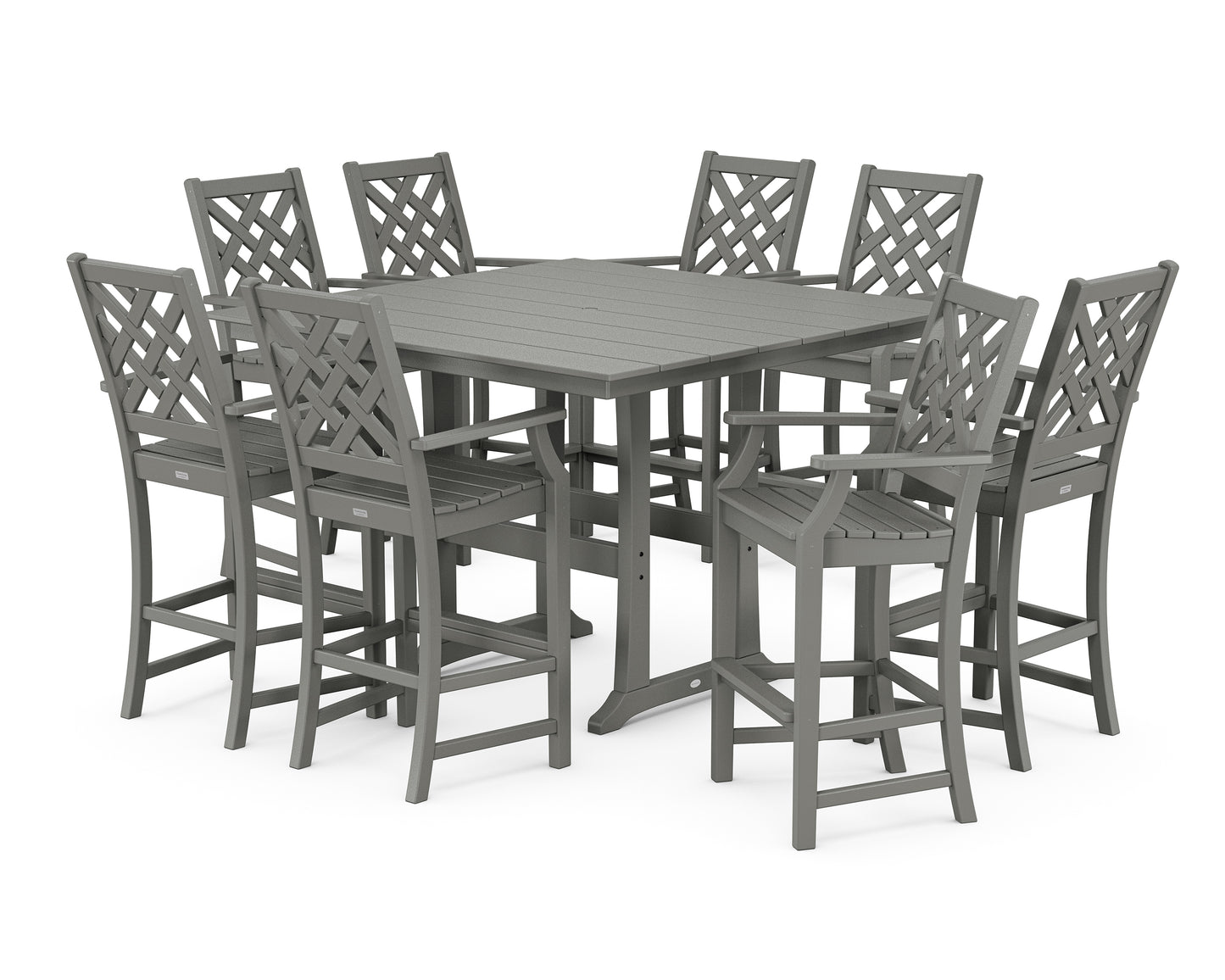Wovendale 9-Piece Square Farmhouse Bar Set with Trestle Legs