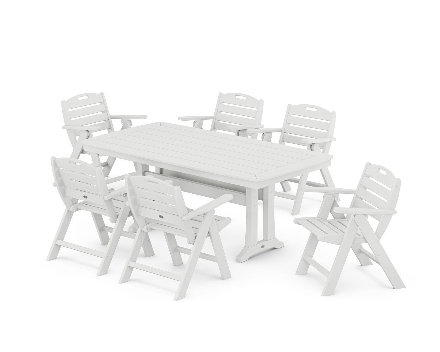 Nautical Lowback 7-Piece Dining Set with Trestle Legs