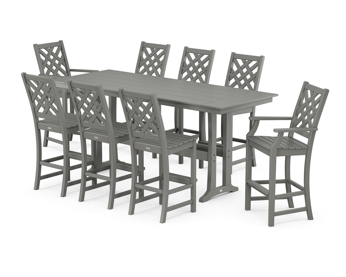 Wovendale 9-Piece Farmhouse Bar Set with Trestle Legs