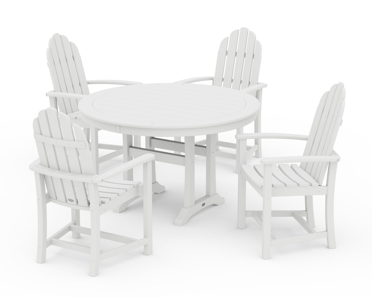 Classic Adirondack 5-Piece Round Dining Set with Trestle Legs