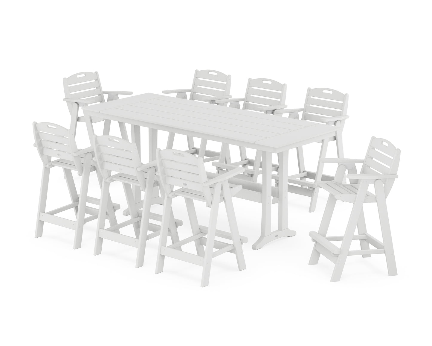 Nautical 9-Piece Farmhouse Bar Set with Trestle Legs