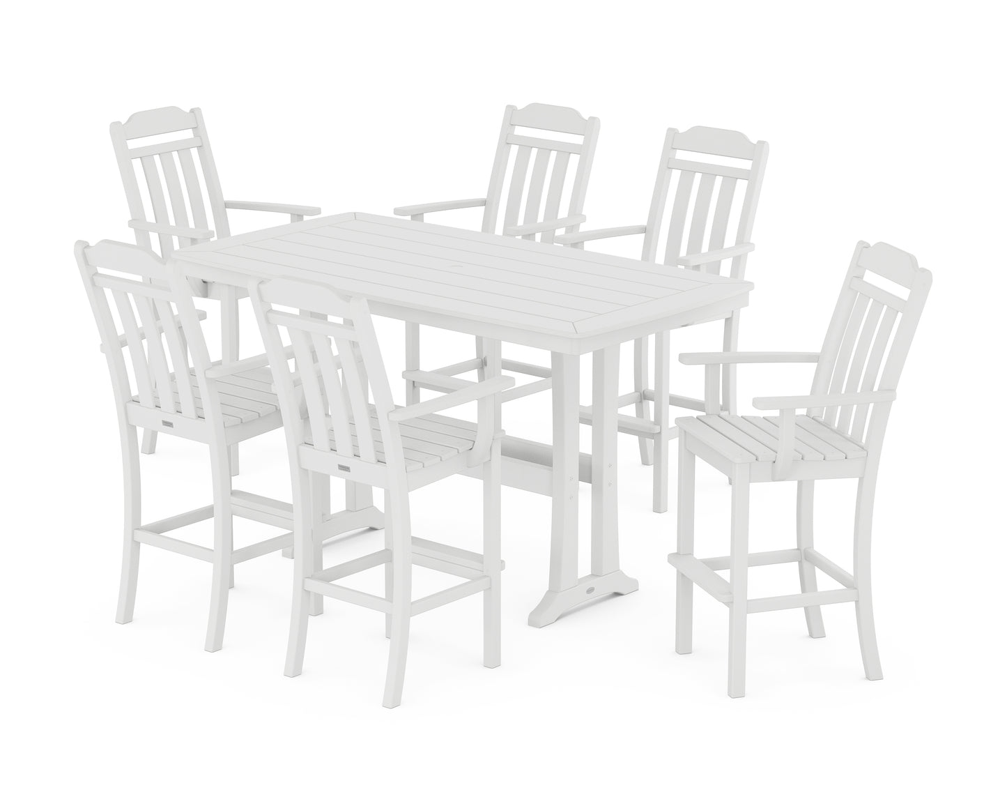 Cottage Arm Chair 7-Piece Bar Set with Trestle Legs