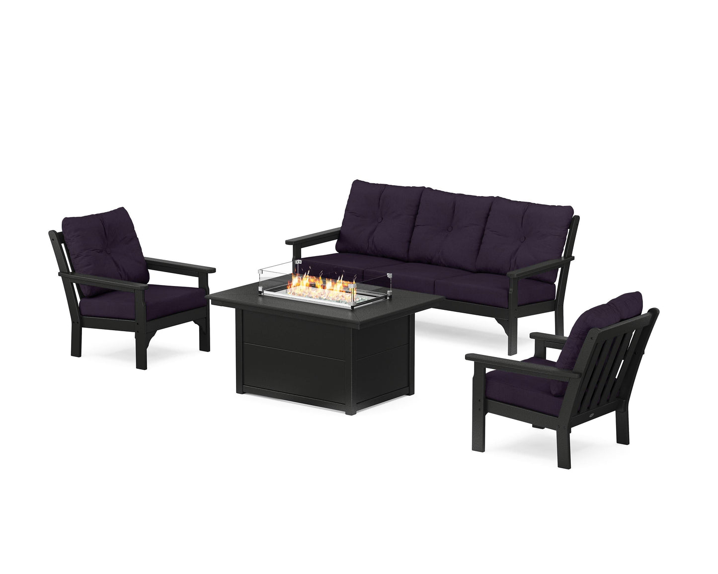 Vineyard Deep Seating Fire Pit Table Set